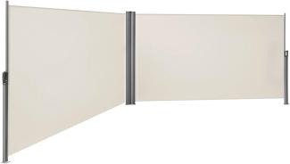 Doppel Seitenmarkise, TÜV SÜD zertifiziert, verdickter Polyester 280g/m², Beige, GSA320E, 160x600 cm