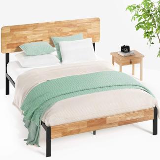 Zinus Olivia Toskanisches Metall- und Holz-Plattformbett mit Holzlattenrost / Matratzenbasis/ Keine Boxspring erforderlich/Bed-in-a-Box/ Schnelle, einfache Montage/ 140 x 200 cm