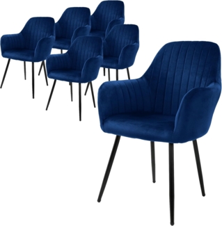 ML-DESIGN Stuhl Esszimmerstuhl mit Rücken- und Armlehnen Samt/Kunstleder Bezug (6 St), Ergonomische Stuhl Blau Küchenstuhl Wohzimmerstuhl Polsterstuhl
