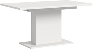 Ausziehbarer Esstisch (B/H/T): 150-190x76x80 in weiß Nachbildung mit Säulen-Fußgestell
