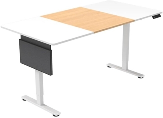HOME DELUXE Höhenverstellbarer Schreibtisch ELMO inkl. PC-Halterung Weiß/Holz - 160 x 80 cm