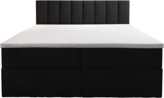 Palermo Boxspringbett mit Bettkästen H3 Matratze mit Topper (Schwarz, 180x200 cm)