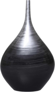 VIVANNO Bodenvase Fiberglas BELDADE Rund, Silber Hochglanz Mit Muster 28x15x45 cm