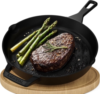 Kaisertal Bratpfanne KAISERTAL Gusseisenpfanne 30cm - Eingebrannt/Emailliert - Induktion, Emaille, Premium Pfanne Gusseisen Gusspfanne Bratpfanne Induktionsgeeignet