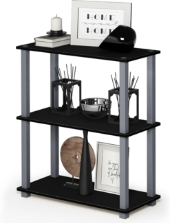 Furinno kompaktes Mehrzweck-Regal mit 3 Ebenen, holz, Schwarz/grau, 28. 96x59. 94x75. 18 cm