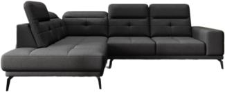 Designer Sofa Isabella mit verstellbarer Kopf- und Rückenlehne Stoff Schwarz Links