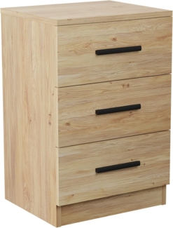 mattfy Nachttisch im nordischen Stil, Modell Dagna, mit 3 Schubladen, praktisches und Elegantes Design, Honigeiche, Maße: 40 cm breit x 59,5 cm hoch x 35 cm tief