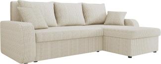 'Kris' Ecksofa Cord, Beige, 80 x 147 x 238 cm