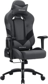 Songmics Bürostuhl Gaming Stuhl Chefsessel ergonomisch mit Verstellbare Armlehnen, Kopfkissen Lendenkissen 66 x 72 x 124-132 cm Grau-Schwarz RCG13G