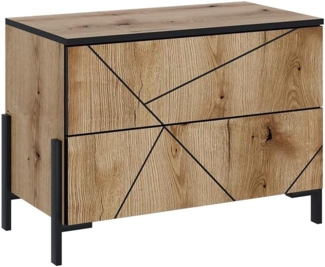 Vicco Nachttisch Eiche 78 x 55.2 cm mit 2 Schubladen, Hatto