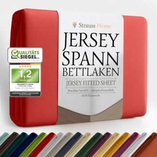 Strauss Home Spannbettlaken Premium, Gummizug: Rundumgummi, 150gr/m2 Premium Jersey 100% Baumwolle