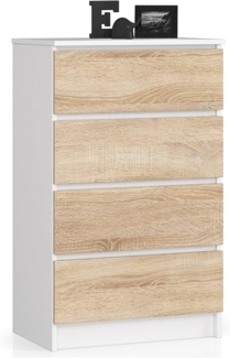 Akord Kommode mit 4 Schubladen Beistellschrank Highboardmodernes Sideboard für Wohnzimmer Esszimmer Schlafzimmer Flur Badezimmer 60 x 99 x 40 cm