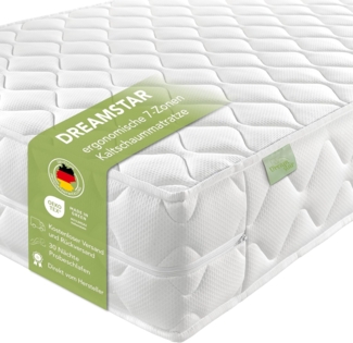 DREAMSTAR Ergo Flex XXL Duo I orthopädische7-Zonen Kaltschaummatratze I 22 cm hoch I Öko-Tex Zertifiziert I Härtegrad 2 und 3 I 140x200 cm