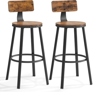 Vasagle 2er-Set Barhocker mit stabilem Metallgestell, Industrie-Design, vintagebraun-schwarz, 99 x 46,5 x 46,5 cm