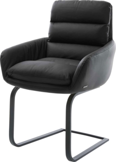 Freischwinger Abelia-Flex mit Armlehnen Echt-Leder Schwarz Freischwinger flach Schwarz
