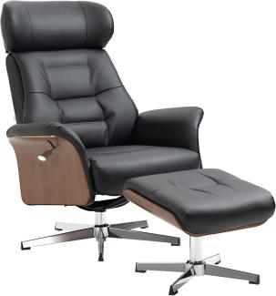 HOMCOM Relaxsessel Relaxsessel mit Hocker, mit Liegefunktion (Liegestuhl mit Fußbank, 2-St), bis 150 kg belastbar, Schwarz