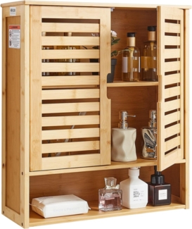 VEVOR Badezimmer Wandschrank Medizinschrank mit 2 Türen & verstellbaren Regalen, Aufbewahrungsschrank über der Toilette zur Wandmontage, Hängeschrank mit offener Trennwand für Küche, Toilette