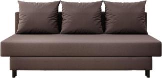 Designer Sofa Lino mit Schlaffunktion Stoff Dunkelbraun