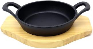 Servierpfanne rund mit Holzbrett