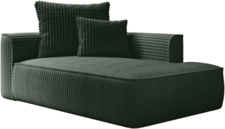 Vente-unique - Recamiere - rechtsseitig - grob gerippter Cord - Grün - PINETA