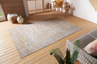 Nouristan Port Said In- & Outdoor Teppich Orientalisch – Flachgewebe Orient Muster Vintage Used Look Waschbar Wetterfest & UV-beständig für Balkon, Terrasse, Garten, Wohnzimmer – Creme Rot, 230x340 cm