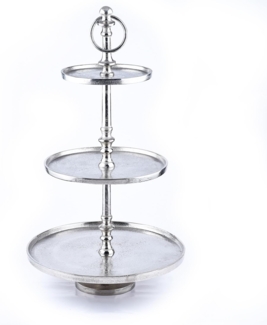 Marrakesch Orient & Mediterran Interior Etagere 3 Etagen Etagere Servierständer Aluminium Annika Rund 48cm, Handarbeit