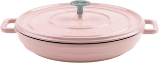 Sallys Schmortopf Hochwertiger Gusseisentopf Samira, 3L Bräter in Ø 32 cm, Vollgusseisen mit hochwertiger Emaille-Beschichtung (Schmortopf mit Deckel, flacher Bräter, gleichmäßige Wärmeverteilung, ofenfest bis 250 °C), ideal zum Schmoren, Braten & Backen