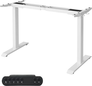 Höhenverstellbarer Schreibtisch elektrisch, Schreibtischständer, Doppelmotor, mit Haken, stufenlos verstellbar, Memoryfunktion, Stahl, weiß LSD019W01
