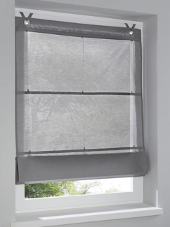 Kutti Raffrollo Kessy Bessy, mit Hakenaufhängung, ohne Bohren, freihängend, halbtransparent, Baumwolle, Polyester, Hakenaufhängung