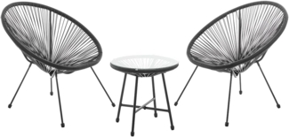 SVITA Bali Balkon-Möbel 3-TLG. Polyrattan Lounge-Set Balkon-Set Schwarz