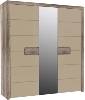 FORTE Tiziano Kleiderschrank, Holzwerkstoff, Braun/Beige, 203,4 x 218,9 x 60,2 cm