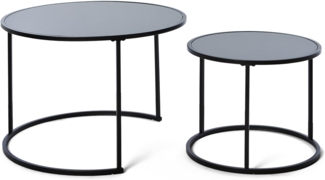 Jahnke SOL Coffee Set Couchtisch, Engineered Wood, Schwarzglas/Schwarz, One Size