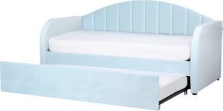 Tagesbett EYBURIE 90 x 200 cm Samtstoff Hellblau