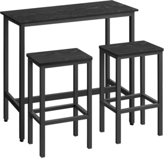 Vasagle Bartisch Bartisch-Set, Stehtisch(100 x 40 x 90 cm) mit 2 Barhockern