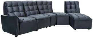 Vente-unique - Ecksofa mit Relaxfunktion verstellbar - Samt - Anthrazit - ALFORD