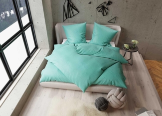 TENCEL™ Lyocell Bettwäsche petrol grün Garnitur 200x220 + 2x 80x80