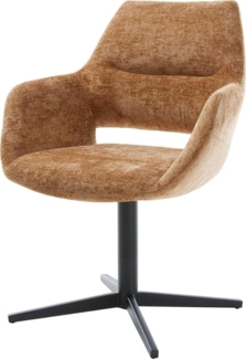 Drehstuhl Yago-Flex mit Armlehnen Chenille Rost Fußkreuz Schwarz 360° drehbar Taschenfederkern