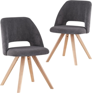 B&D home Esszimmerstuhl MARY 2er Set | Cord Küchenstuhl Polsterstuhl für Küche, Esszimmer, Büro | modern landhaus | Anthrazit