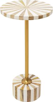 Kare Design Beistelltisch Domero Cirque, Weiß/Gold, Durchmesser 25cm, Wohnzimmertisch, rund, Stahlgestell, Holz Nutzfläche Polyresin beschichtet, Handgearbeitet, 50x25x25 cm (H/B/T)