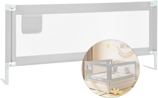 WOLTU Bettgitter, 200 cm Bettschutzgitter für Kinder Baby, Rausfallschutz Bett Boxspringbett Kinderbett Elternbett, Gitterschutz höhenverstellbar 69-87 cm, Oxford-Gewebe Metall, Hellgrau, KG003hgr03