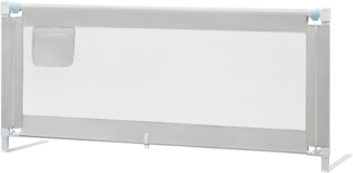 WOLTU Bettgitter, 200 cm Bettschutzgitter für Kinder Baby, Rausfallschutz Bett Boxspringbett Kinderbett Elternbett, Gitterschutz höhenverstellbar 69-87 cm, Oxford-Gewebe Metall, Hellgrau, KG003hgr03
