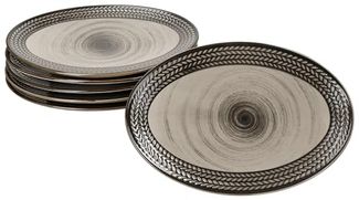 MÄSER Servierplatte Mäser Prospero 6x Platte oval 24,4cmx16,8cm braun Porzellan Relief, Porzellan