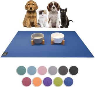 SanoZoo® Napfunterlage - Öko-TEX - Made in Germany - rutschfeste Futtermatte für Hunde & Katzen 30x40cm Blau, wasserfest