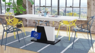 Design Couchtisch Tisch Grand Noir Weiß matt/Schwarz matt stufenlos höhenverstellbar ausziehbar 120 bis 180cm Esstisch