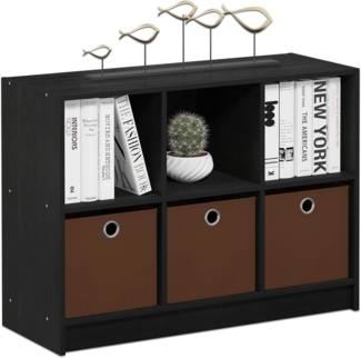 Furinno Basic Bücherregal mit 6 Fächern und 3 Einschüben, holz, Americano/Mittelbraun, 30. 23x80. 26x59. 94 cm