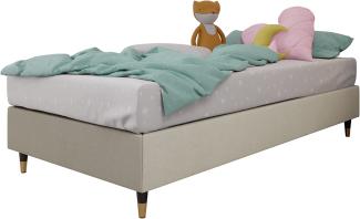 Boxspringbett Sauro Gold für Wandpaneel, Beige, 120x200 cm