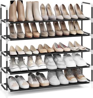 Songmics Schuhregal mit 5 Ebenen, Standregal, Schuhaufbewahrung, platzsparend, Metallrahmen, Vliesstoff, für Wohnzimmer, Eingang, Flur und Garderobe, schwarz LSH55HV1