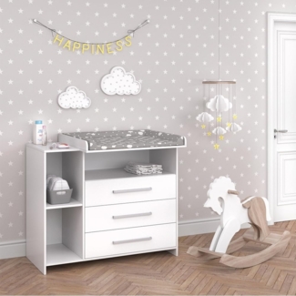 Wickelkommode Oskar Weiß 113 x 100 cm mit Schubladen Vicco