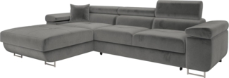 Ecksofa Torezio Mini mit Bettkasten, Schlaffunktion und Einstellbare Kopfstützen (Farbe: Manila 16, Seite: Links)