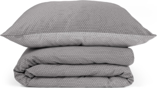 Schiesser Bettwäscheset Palma aus feinstem Baumwoll-Satin, Farbe:Anthrazit und Silber, Größe:135x200 cm + 80x80 cm